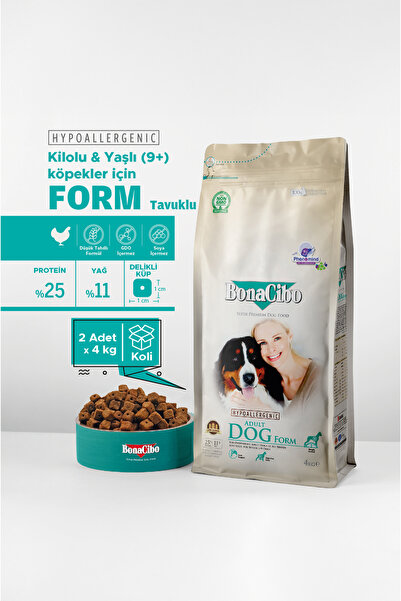 BonaCibo Adult Dog Form Tavuklu Yetişkin Köpek Maması 4 Kg X 2 Adet, Tüm Irkl...