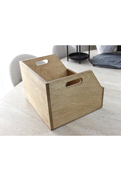Limon Dekor Ahşap LP Plak Sandığı 12" Ceviz Rengi- Organizer Kutu - Wooden LP Record Box