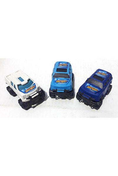 abnturk 9x5x5cm Ebatında 3 Adet Küçük Boy Oyuncak Polis Dağ Cip Aracı