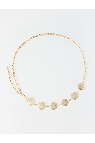 Jimmy Key Gold Color Shiny Ring Figured Chain Belt