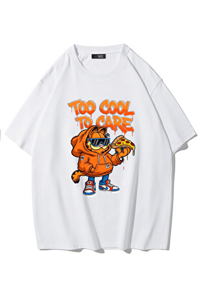BRZ COLLECTION Tricou Unisex Oversize Too Cool To Care (ALB)
