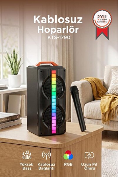 Torima Bluetooth Hoparlör Mikrofonlu Rgb Işıklı Speaker KTS-1790 Siyah