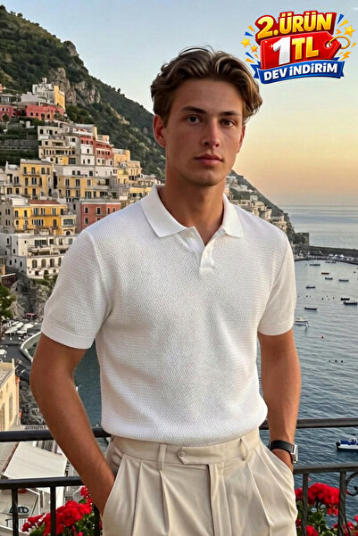 DAMGA JEANS Ανδρικό καλοκαιρινό βαμβακερό φαρδύ λευκό μπλουζάκι με λαιμόκοψη ...