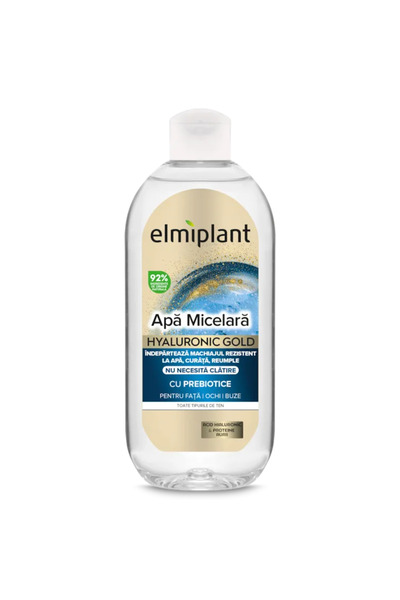 ELMIPLANT Apa Micelara Hyaluronic Gold Pentru Fata, Ochi Si Buze Cu Prebiotic...