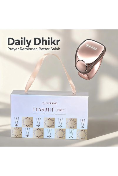WESLAMIC Smart Tasbih Zikr Ring - Digital Prayer Counter with 5 Ring Sizes - Pink Color