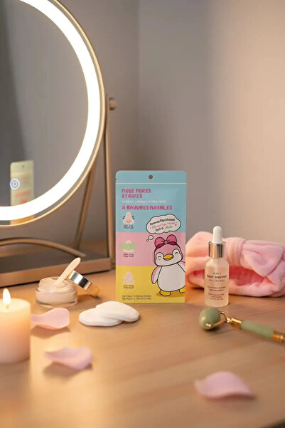Miniso Lisanslı Penpen 3 Aşamalı Burun Bandı Kiti – Siyah Nokta Giderici ve G...