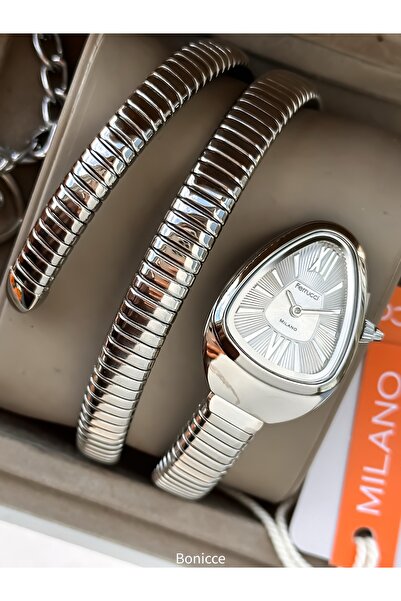 Ferrucci Women's Snake Watch, in Gift Box, Steel Band, Silver Color, with Bra...