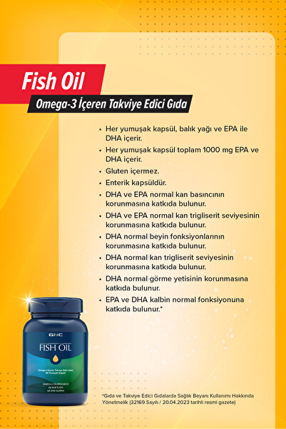 GNC GNC Fish Oil - 60 Yumuşak Kapsül