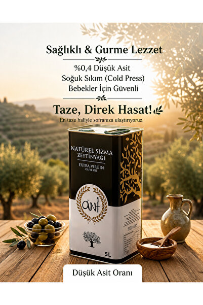 ANT Zeytinyağı Premium Seri Naturel Sızma Zeytinyağı 5 L - Taze Hasat, Düşük ...