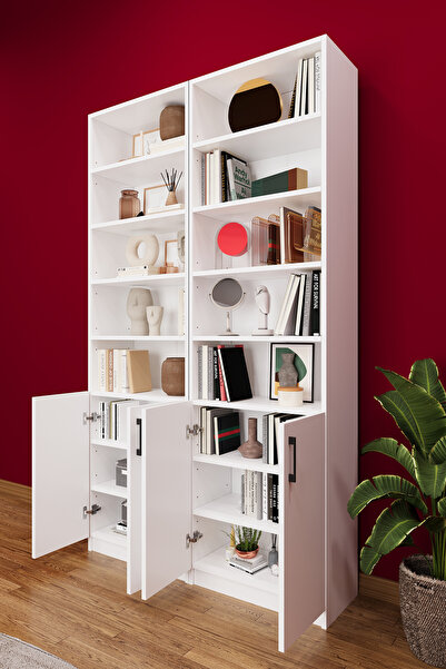 asratrend Modern Kapaklı Ayarlanabilir Raf Ev Ofis Kitaplık %100 MDF Dekoratif Kütüphane K39