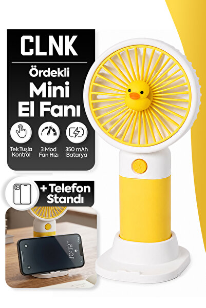 CLNK Ördek Figürlü Tasarım 3 Kademeli Sessiz Mini El Masa Fan Vantilatör Turb...