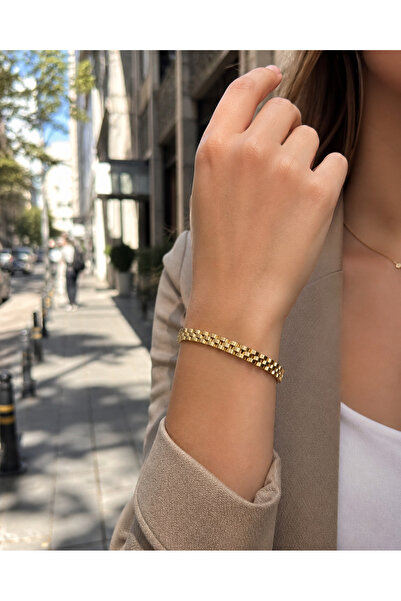 Selay Accessory Gold Zincir Form Bileklik – Modern Şık Kadın Bileklik
