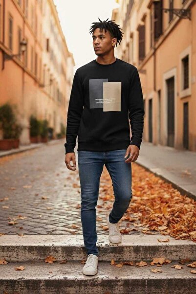 Voltaj Hanorac pentru bărbați Vier cu gât crew negru