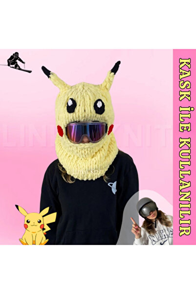 Linka Knit Pikachu Snowboard Kask Kılıfı, Soğuktan Koruyan Eğlenceli Tasarım ...