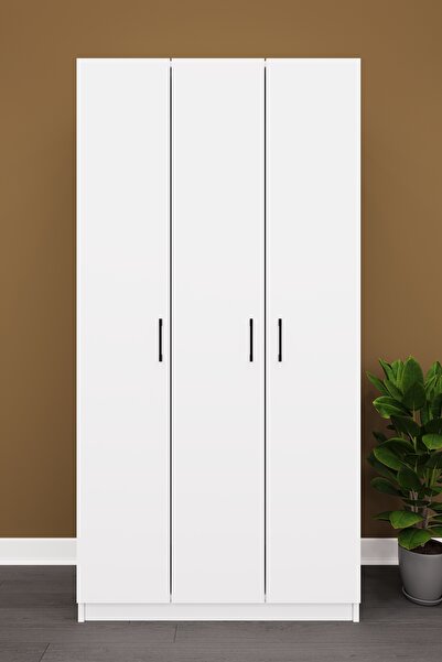 asratrend Lüks 3 Kapaklı Gardırop %100 MDF Askılı Çok Amaçlı Düzenleyici Elbi...