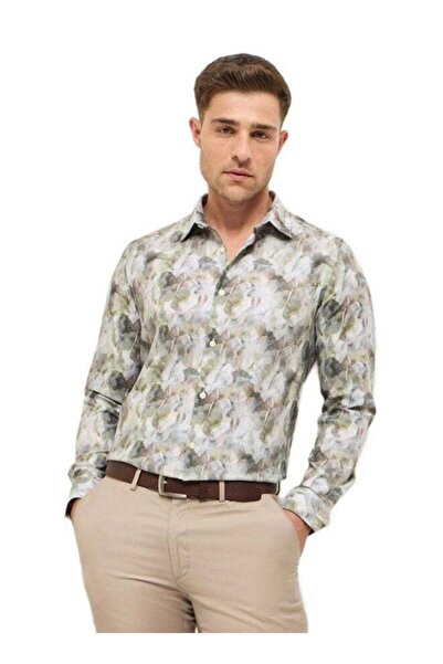 The Bear House Men's Multi-Color Abstract Botanical Print Tailored Fit Formal...