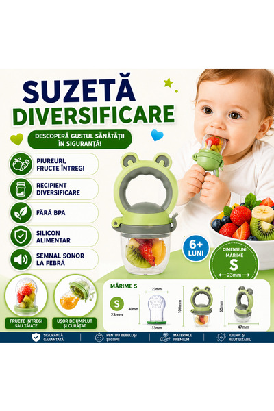SMARTECH Suzetă pentru alimente proaspete, silicon moale, verde, mărimea S, 6...