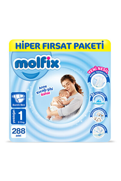 Molfix Kanal Teknolojisi Hiper Fırsat Paketi 1 Beden Yenidoğan 288 Adet