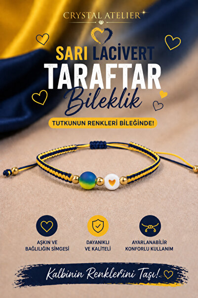 Crystal Atelier سوار على شكل قلب باللون الأصفر والأزرق الداكن مكرمية للجماهير...