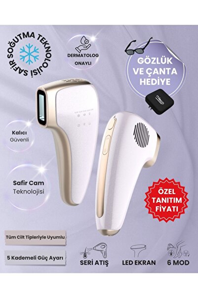 Mieco Safir Soğutma Özellikli ipl Lazer Epilasyon Aleti (Safir Cam)-Lila + Gö...