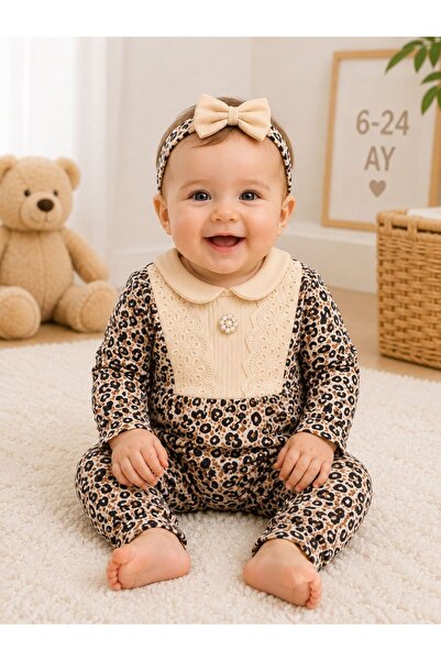 MASAL BEBE KİDS KIZ BEBEK LEOPARLI TULUM