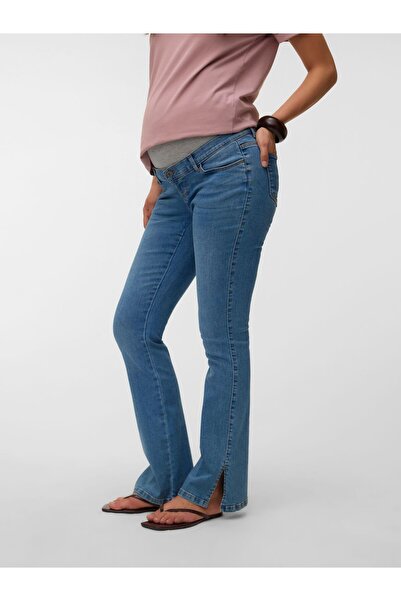 Mama Licious Umstandsjeans mit Schlag Ausgestellt Mid Rise Bein mit Schlag Jeans