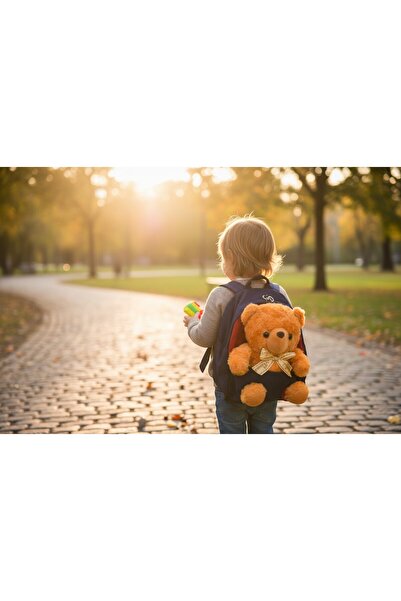 Pravalia Magica Teddy Buddy Preschool Backpack - 3D Plush Bear - Dark Blue wi...