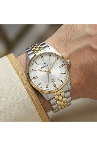 Daniel Klein Steely Silver and Gold Stainless Steel Watch for Men DK.1.14265-5