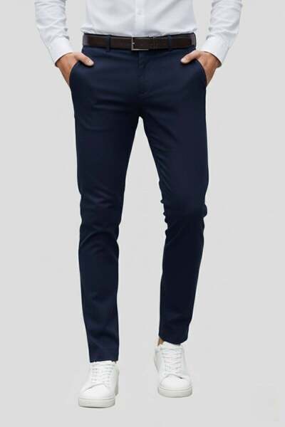 Efor Slim Fit Yan Cep Esnek Pamuklu Casual Lacivert Pantolon P 1088