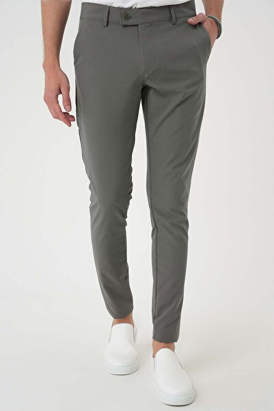 Efor Slim Fit Yan Cepli Düz Esnek Casual Su Yeşili Pantolon P 1144