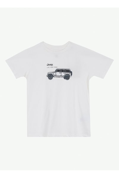 JEEP Beyaz Erkek Çocuk Baskılı T-Shirt J6SB-TST7685