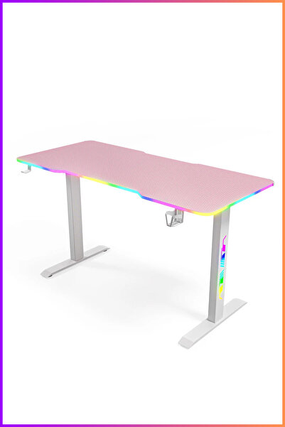 Karr Gaming Ion 25mm Rgb Aydınlatmalı Oyuncu Masası | Pembe Karbon Fiber Kaplama