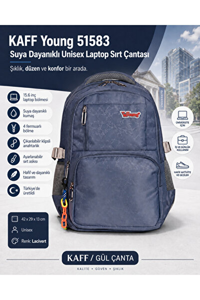 KAFF Young 51583, albastru închis, unisex, cu mai multe buzunare, rucsac cu c...