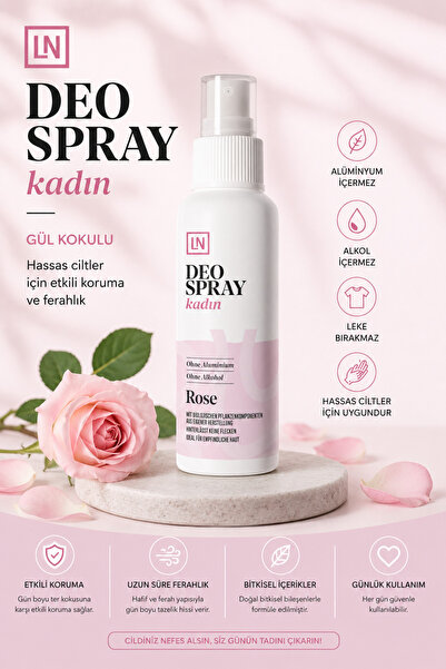 LaNaturel Doğal Deo Sprey Kadın Gül - Alüminyumsuz, Temiz İçerik - 50 ml