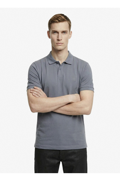 BOSS Gri Erkek Slim Fit Desenli Polo T-Shirt Passenger