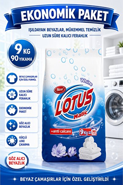 LOTUSMATİC Lotus Matic Beyazlar Için Çamaşır Deterjanı 9 Kg/matik/toz Deterjan