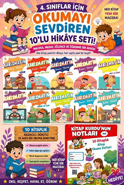 5 Renk Yayınları 4 .Sınıf Öğrencileri İçin Zevkle Okuyacağı 10 lu Hikaye Seti...