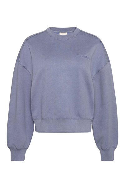 Calvin Klein Mavi Kadın Yuvarlak Yaka Standart Fit Sweatshirt A- LOGO EMB FRE...