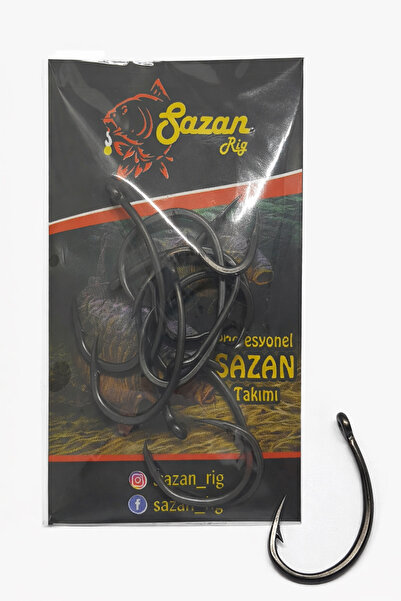 sr sazanrig Krank Model Teflon Mat Siyah Delikli Olta Iğnesi 2 No (10 Adet)