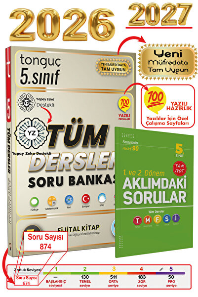 Tonguç Yayınları Tonguç 5. Sınıf Tüm Dersler Soru Bankası + Hediyeli Fjital K...