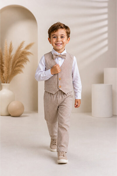 tinytrends Erkek Bebek&Çocuk Yelekli Çizgili Takım Elbise Özel Gün Doğum Günü Party