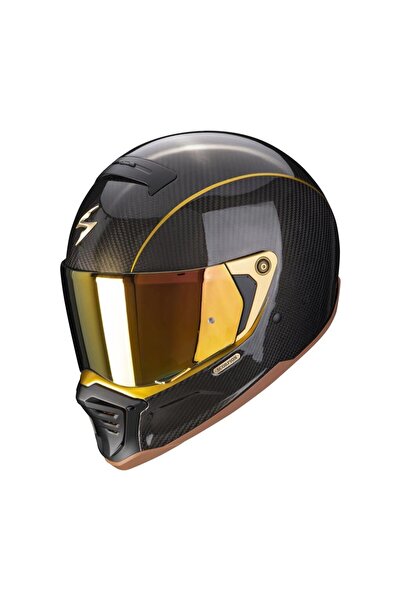 Scorpion EXO HX1 Carbon SE Retro Motosiklet Kaskı Siyah Altın
