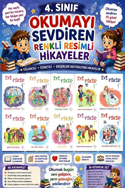 5 Renk Yayınları 4.Sınıf Okumayı Sevdiren Renkli Resimli Hikaye Seti (10 Kitap)