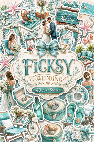 Ficksy Beach Wedding Sticker Set - 40 Pieces of Sticker Stickers