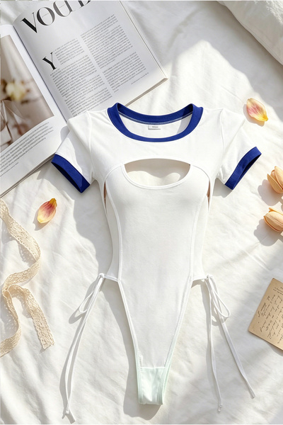 JInsh Sexy White Bodysuit Half Transparent Babydoll Full Slip Sleepwear Lace-...