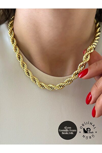 POKAK CM JEWELRY Kadın Kararmaz 14k Altın Kaplama Halat Burgu Özel Seri Vip K...