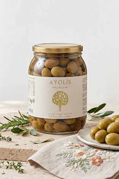 Ayolis Premium Gurme Domat Çizik Yeşil Zeytin XXL 950 g