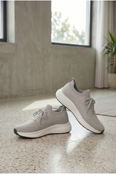 Runnix Shoes Gres Gray Breathable Women's Walking and Running Shoes Casual Shoes