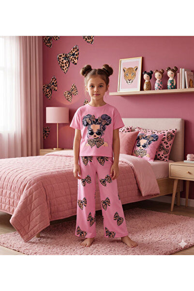 Fil Kids Devojčice, 100% pamuk, roza, simpatična devojčica i leopard mašna, k...