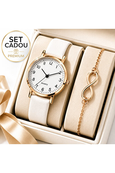 Geneva Set Damă Ceas Fashion Gold IP cu Brățară Infinit – Cadou Elegant pentr...